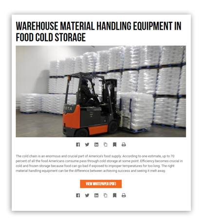 food beverage and cold-storage forklifts and equipment pennwest toyota